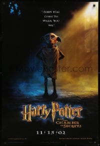 7g679 HARRY POTTER & THE CHAMBER OF SECRETS teaser DS 1sh 2002 Dobby has come to warn you!