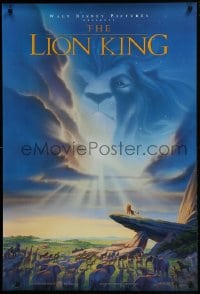 7g744 LION KING DS 1sh 1994 Disney Africa, John Alvin art of Simba on Pride Rock with Mufasa in sky