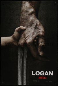 7g748 LOGAN style A revised teaser DS 1sh 2017 Jackman in the title role as Wolverine, claws out!