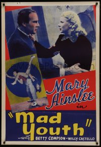 7g758 MAD YOUTH 1sh 1940 Mary Ainslee, Betty Compson, teens dancing & bent on destruction!