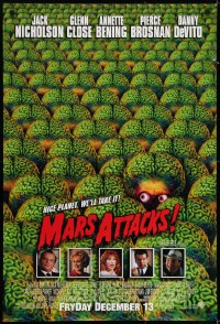 7g764 MARS ATTACKS! int'l advance DS 1sh 1996 directed by Tim Burton, great image of many aliens!