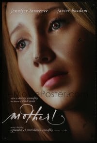 7g784 MOTHER! teaser DS 1sh 2017 Bardem, wild image of Jennifer Lawrence in title role cracking!