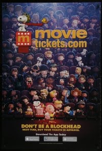 7g786 MOVIETICKETS.COM DS 1sh 2015 internet ticket seller, cool Peanuts, Charlie Brown in theater!