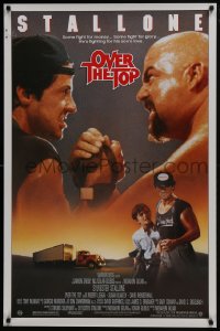 7g806 OVER THE TOP 1sh 1987 trucker Sylvester Stallone armwrestling giant guy & with son!