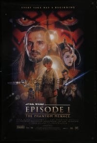 7g817 PHANTOM MENACE style B fan club 1sh 1999 George Lucas, Star Wars Episode I, Drew Struzan art!