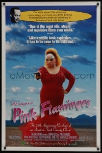 7g818 PINK FLAMINGOS DS 1sh R1997 Divine, Mink Stole, John Waters, proud to recycle their trash!