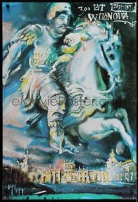 7g353 300 LAT WILANOWA Polish 26x39 1977 Jerzy Czerniawski art of man on horse, Wilanowa Palace!