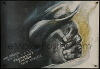 7g377 TRUE WEST stage play Polish 27x38 1986 written by Sam Shepard, cool art of fist by Hoffman!