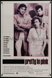 7g827 PRETTY IN PINK 1sh 1986 great portrait of Molly Ringwald, Andrew McCarthy & Jon Cryer!