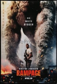 7g836 RAMPAGE teaser DS 1sh 2018 Dwayne Johnson with ape, big meets bigger, based on the video game!