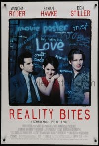 7g838 REALITY BITES 1sh 1994 Winona Ryder, Ben Stiller, Ethan Hawke, comedy about love in the '90s!