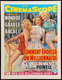 7g276 HOW TO MARRY A MILLIONAIRE 15x20 REPRO poster 1990s Marilyn Monroe, Grable & Bacall!