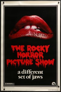 7g852 ROCKY HORROR PICTURE SHOW style A 1sh R1980s classic lips, a different set of jaws!