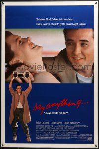 7g865 SAY ANYTHING 1sh 1989 image of John Cusack holding boombox, Ione Skye, Cameron Crowe!