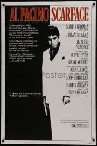 7g866 SCARFACE 1sh 1983 Al Pacino as Tony Montana, Brian De Palma, Oliver Stone!