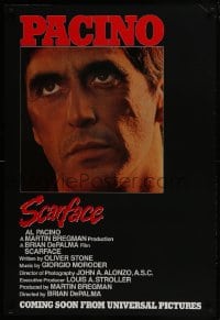 7g867 SCARFACE advance 1sh 1983 Al Pacino as Tony Montana, Brian De Palma, Oliver Stone!