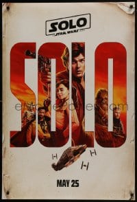 7g889 SOLO teaser DS 1sh 2018 A Star Wars Story, Ehrenreich, Clarke, Harrelson, art of top cast!