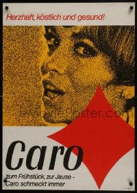 7g247 CARO 23x33 Austrian advertising poster 1960s Caro tastes good, smiling woman by Walter Muller
