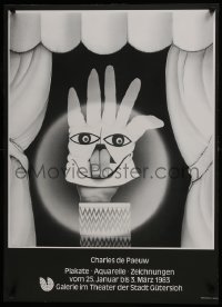 7g423 CHARLES DE PAEUW 24x33 German museum/art exhibition 1983 art of a hand in a glove/puppet!