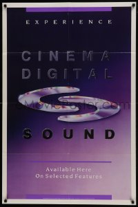 7g172 CINEMA DIGITAL SOUND 27x41 special poster 1990s CDS, multi-channel surround sound!