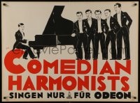 7g450 COMEDIAN HARMONISTS 28x37 German music poster 1930 Friedl art of the singers by piano!