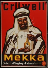 7g396 CRUWELL-TABAK 23x33 German advertising poster 1940s Arab man smoking German tobacco pipe!