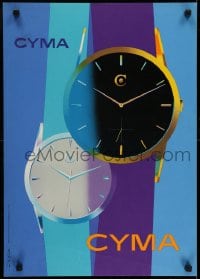 7g243 CYMA 18x25 Swiss advertising poster 1959 cool Fritz Buhler art of two fancy watches!