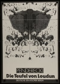 7g327 DIE TEUFEL VON LOUDUN 23x32 East German stage poster 1975 Rorschach-like art by Pfuller!