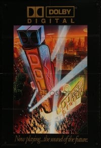7g176 DOLBY DIGITAL DS 27x40 special poster 1995 surround sound, cool art of spotlights!