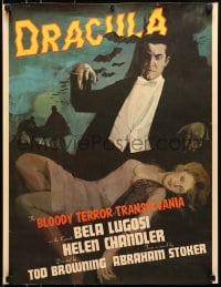 7g178 DRACULA 21x28 special poster 1976 Browning, Bela Lugosi with his bloody long fingernails!