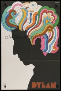 7g108 DYLAN 22x33 music poster 1967 colorful silhouette art of Bob by Milton Glaser!