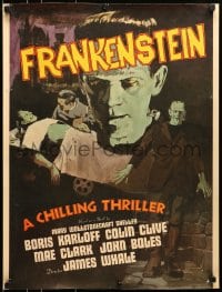 7g187 FRANKENSTEIN 21x28 special poster 1976 Karloff as the monster from 1960s re-release one sheet!