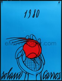7g291 FRENCH OPEN 23x30 French poster 1980 great red and blue tennis art by Adami!