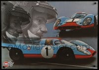 7g245 GULF PORSCHE 917 24x34 Swiss advertising poster 1970s Jo Siffert & schematic of racer!