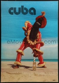 7g314 HAVANA CLUB 17x23 Cuban advertising poster 1980s man in really wild and colorful costume!