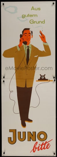 7g404 JUNO phone style 24x66 German advertising poster 1950s Walter Muller smoking art!