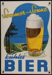 7g405 KUHLES BIER 23x33 German advertising poster 1950 Heinz Fehling art of a glass of beer!