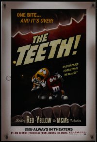 7g067 M&M's 27x40 advertising poster 2013 cool horror parody image w/ terrified candy, The Teeth!