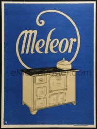 7g256 MORA MORAVIA 18x24 Czech advertising poster 1930s great G art of blue Meteor old stove!