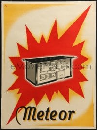 7g258 MORA MORAVIA 18x24 Czech advertising poster 1930s great KG art of red Meteor old stove!