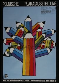 7g443 POLNISCHE PLAKATAUSSTELLUNG 24x33 German museum/art exhibition 1980 art of colorful pencils!