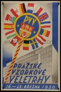 7g261 PRAZSKE VZORKOVE VELETRHY 25x38 Czech special poster 1930 Moravek art of Prague coat of arms!