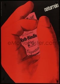 7g409 ROTH-HANDLE 23x33 German advertising poster 1960 cigarette label & hand by Michael Engelmann