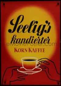 7g410 SEELIG'S KANDIERTER KORN KAFFEE 24x33 German advertising poster 1950s Walter Muller, red!