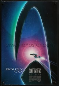 7g056 STAR TREK: GENERATIONS mini poster 1994 cool sci-fi art of the Enterprise, Boldly Go!
