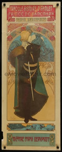 7g298 TRAGIQUE HISTOIRE D'HAMLET 16x39 French commercial poster 1970s art by Alphonse Mucha!