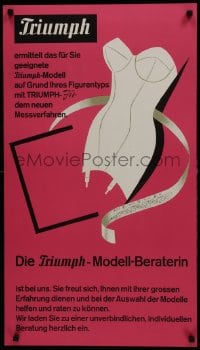 7g411 TRIUMPH 19x34 German advertising poster 1959 great art of lingerie and a measuring tape!