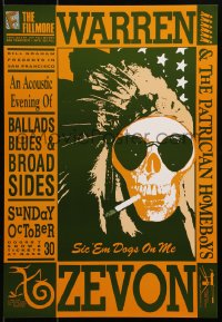 7g130 WARREN ZEVON/THE PATRICIAN HOMEBOYS 13x19 music poster 1988 Bill Graham presents, Schock art!