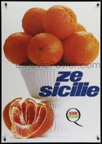 7g281 ZE SICILIE 28x40 Italian advertising poster 1960s great image of many oranges!