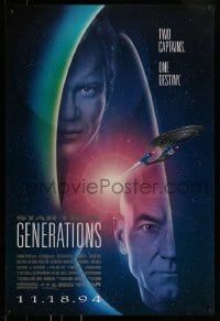 7g909 STAR TREK: GENERATIONS advance 1sh 1994 Stewart as Picard & Shatner as Kirk, two captains!